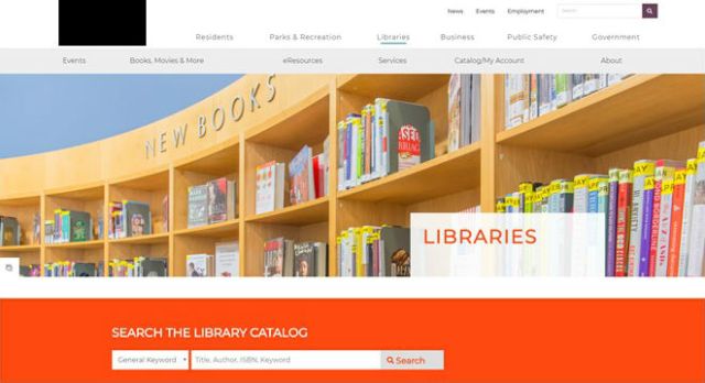 photo of a public library website within a city library's website