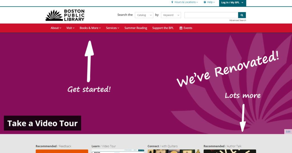 Screenshot of the now live bpl.org