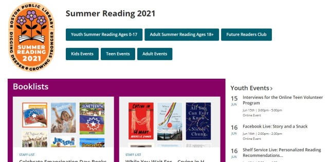 Image of the Summer Reading 2021 main page